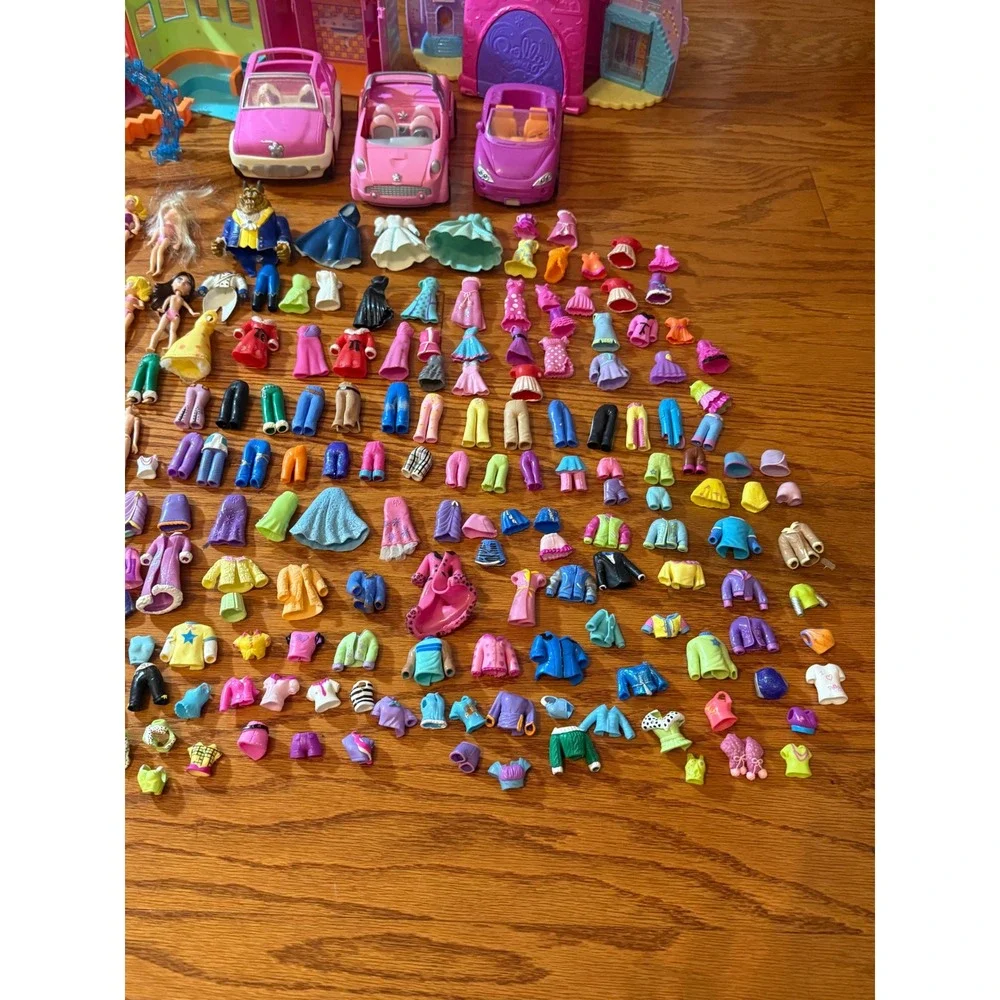 Polly Pocket Lot Including 21 Dolls, 150+ Accessories, 3 Cars, 1 House - EUC